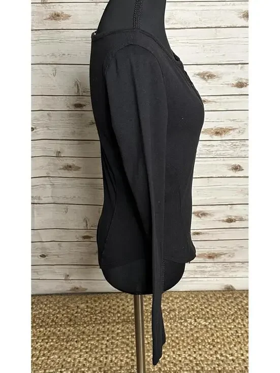 We The Free black long sleeve lace-up fitted top Size XS - Picture 4 of 5